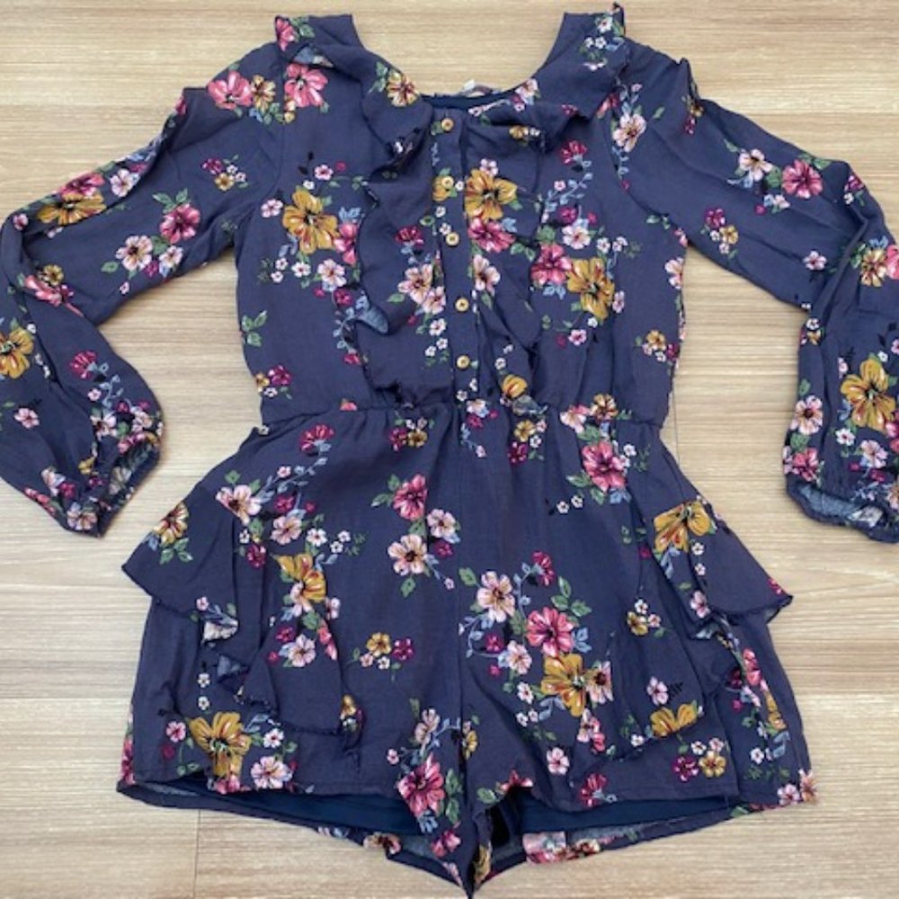 TRULY ME GIRLS DECORATIVE FLORAL ROMPER